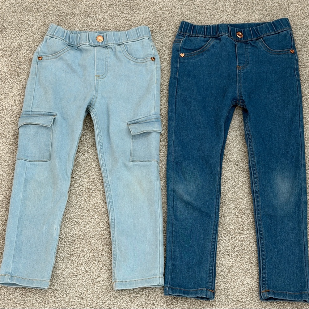 Girl’s Blue Denim Skinny Jeggings Size 5, Kid’s Stretchy Pants